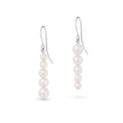 Sea Foam Graduated Pearl Earrings - silver