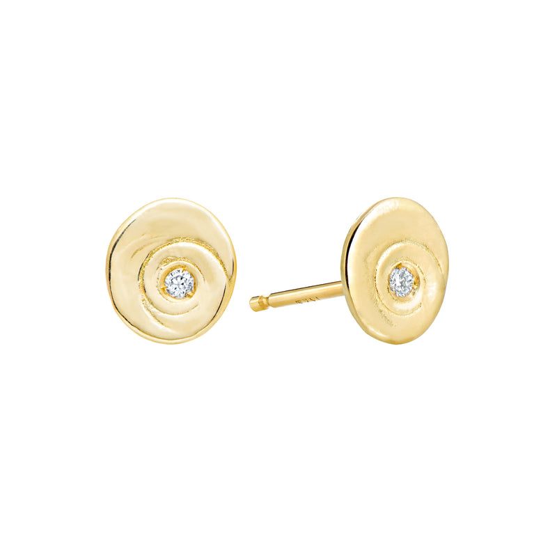 Gold Spiral studs with melee diamonds