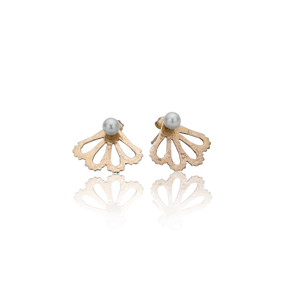 Peekaboo Gold studs with freshwater pearls