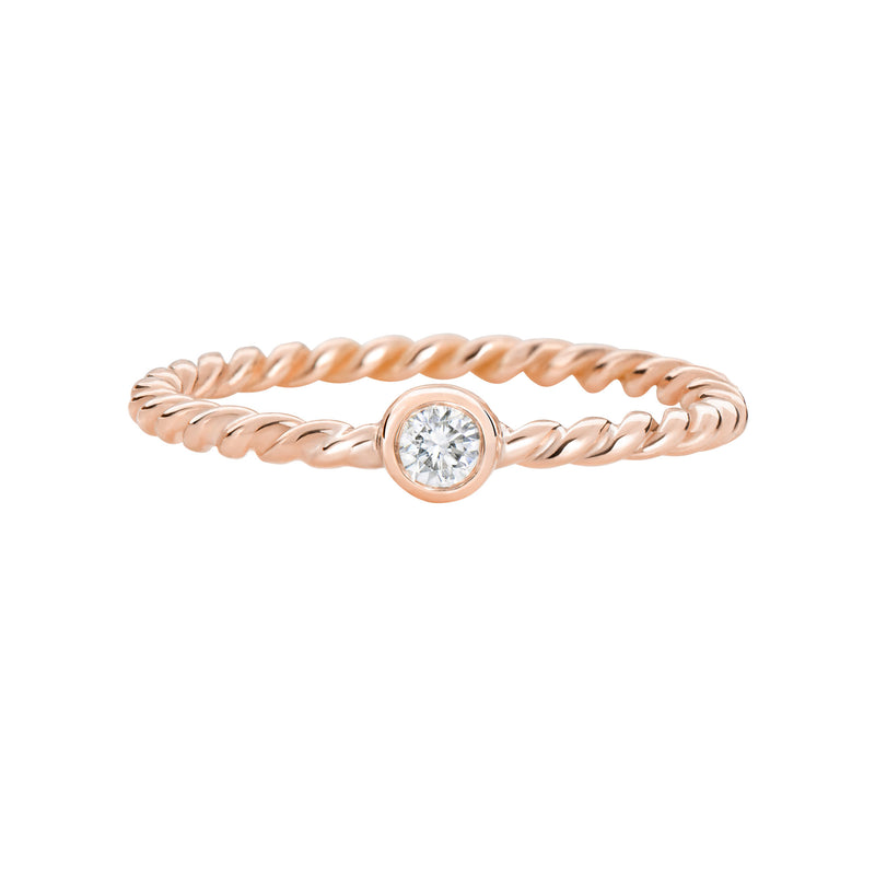 Thread XO rose gold ring with diamond